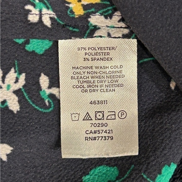 Ann Taylor Women’s Peasant S/S Flutter Navy Floral Blouse Size-M EUC - Picture 7 of 10